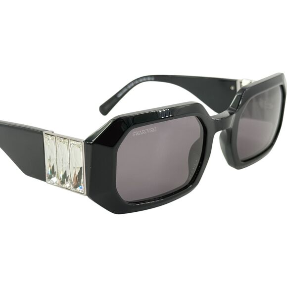 Swarovski SK0387 Womens Plastic Sunglass 01A Shiny Black 50-23 Lg Clear Crystals main image 3